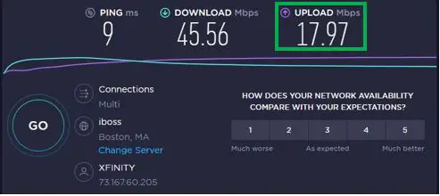 Upload Speed Test Results Example