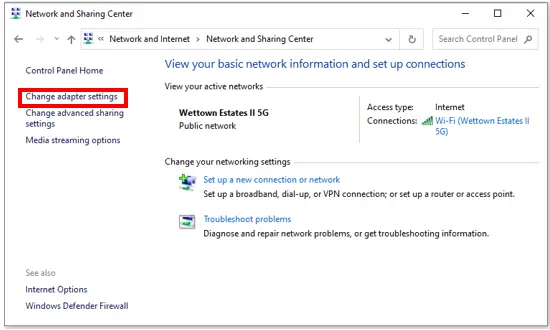 Windows 10 Change Adapter Settings