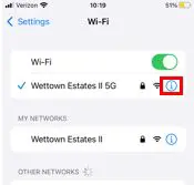 iPhone WiFi networks information icon