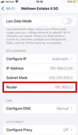 iPhone router ip address