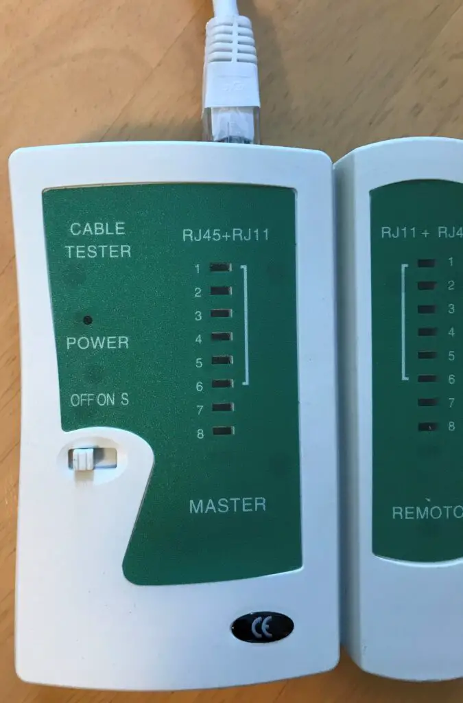 Ethernet cable tester master connection