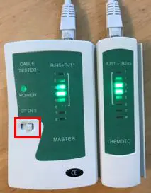 Ethernet cable tester power on