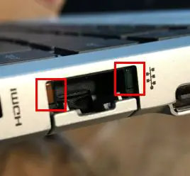 Link lights on laptop ethernet port
