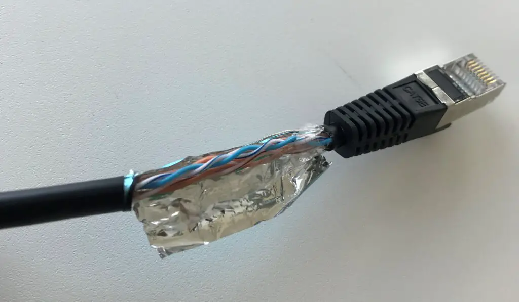 Shielded ethernet cable inside