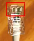 Metallic pins on RJ45 connector