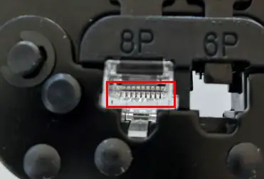 RJ45 connector pins being pushed down