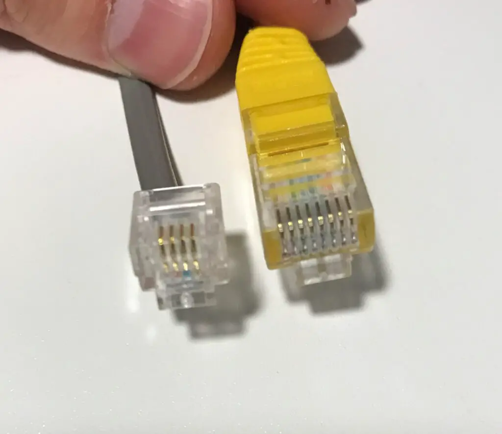 Phone and ethernet cable connector comparison
