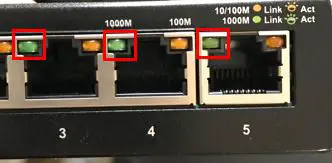 Ethernet switch green link lights