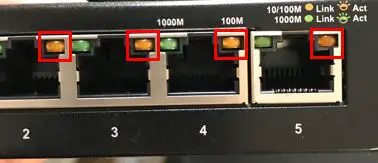 Ethernet switch orange link lights