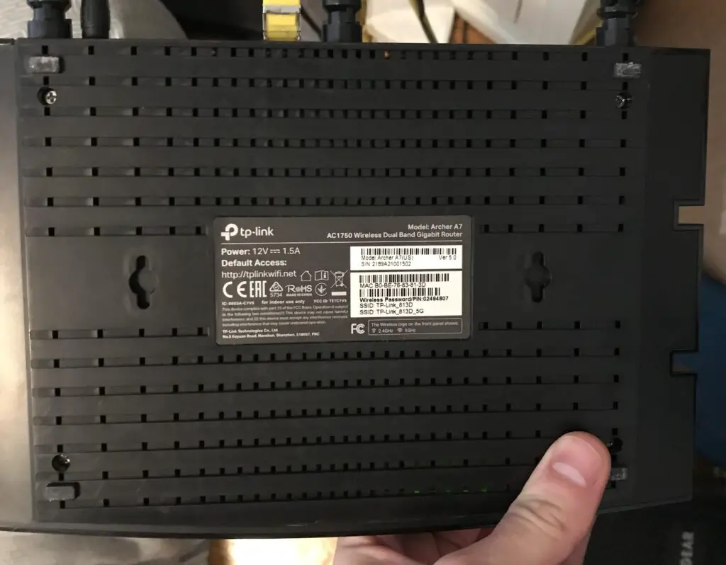 Sticker on bottom of router