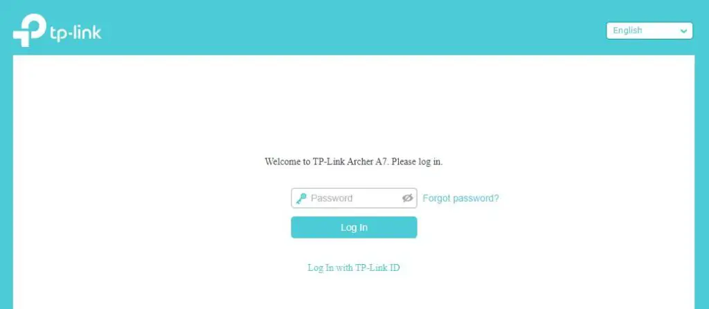 Router settings login page