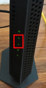 Modem with green upstream and downstream status lights